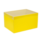 Dárková krabice s průhledným víkem 350x250x200/35 mm, žlutá