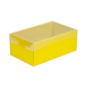 Dárková krabička s průhledným víkem 250x150x100/35 mm, žlutá