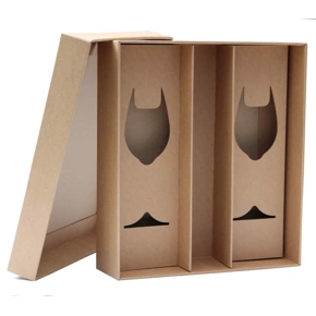 Dárková krabice 360x330x95 mm, na láhev vína a skleničky, dno + víko, hnědá