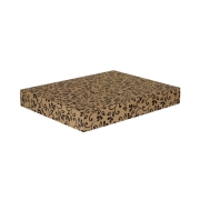 Dárková krabice na košile 380x285x50/50 mm, hnědá se vzorem na víku, černé lístky Dárková krabice na košile 380x285x50/50 mm, hnědá se vzorem na víku, černé lístky