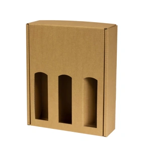 Dárková krabice na víno 265x350x85 mm, 3 x 0,75 l, hnědá - kraft