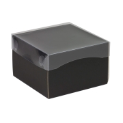 Dárková krabice s průhledným víkem 150x150x100 mm, černá