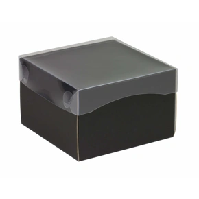 Dárková krabice s průhledným víkem 150x150x100 mm, černá