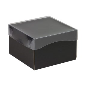 Dárková krabice s průhledným víkem 150x150x100 mm, černá