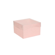 Dárková krabice s průhledným víkem 150x150x100 mm, růžová