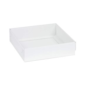 Dárková krabice s průhledným víkem 150x150x50 mm, bílá