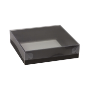Dárková krabice s průhledným víkem 150x150x50 mm, černo-bílá