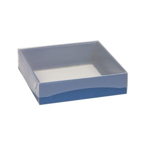 Dárková krabice s průhledným víkem 150x150x50 mm, modrá