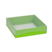 Dárková krabice s průhledným víkem 150x150x50 mm, zelená