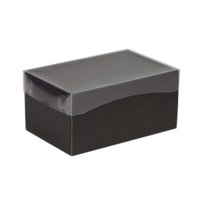 Dárková krabice s průhledným víkem 200x125x100 mm, černá