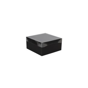 Dárková krabice s průhledným víkem  200x200x100 mm, černá