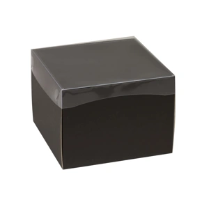 Dárková krabice s průhledným víkem 200x200x150 mm, černá