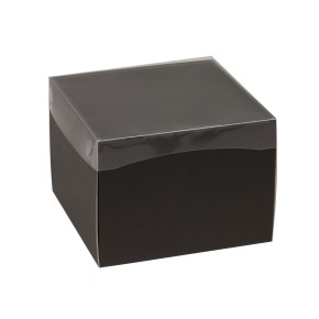 Dárková krabice s průhledným víkem 200x200x150 mm, černá