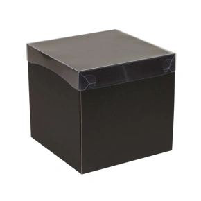 Dárková krabice s průhledným víkem 200x200x200 mm, černá
