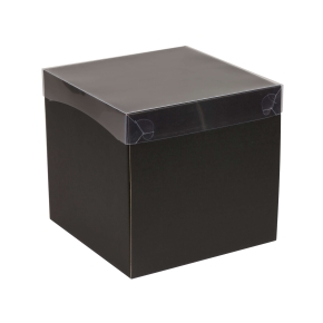 Dárková krabice s průhledným víkem 200x200x200 mm, černá