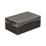 Dárková krabice s průhledným víkem 250x150x100 mm, černá