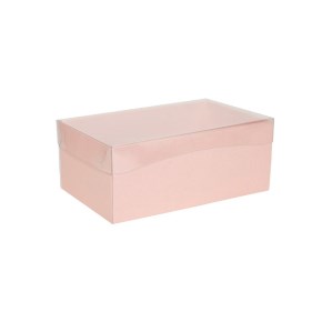 Dárková krabice s průhledným víkem 250x150x100 mm, růžová