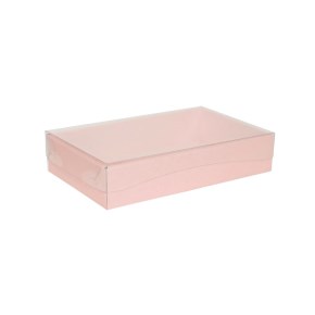 Dárková krabice s průhledným víkem 250x150x50 mm, růžová