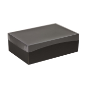 Dárková krabice s průhledným víkem 300x200x100/35 mm, černá