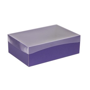 Dárková krabice s průhledným víkem 300x200x100/35 mm, fialová