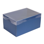 Dárková krabice s průhledným víkem 300x200x150/35 mm, modrá