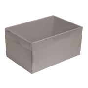 Dárková krabice s průhledným víkem 300x200x150/35 mm, šedá