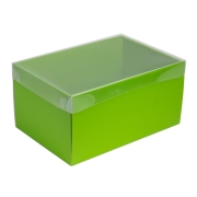 Dárková krabice s průhledným víkem 300x200x150/35 mm, zelená