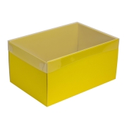 Dárková krabice s průhledným víkem 300x200x150/35 mm, žlutá