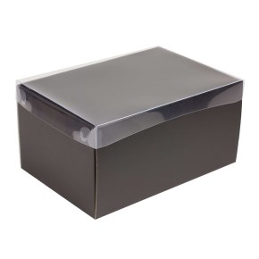 Dárková krabice s průhledným víkem 300x200x150 mm, černá