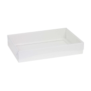 Dárková krabice s průhledným víkem 300x200x50/35 mm, bílá