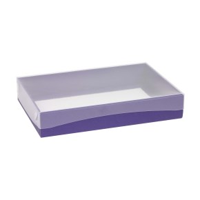 Dárková krabice s průhledným víkem 300x200x50/35 mm, fialová