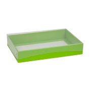 Dárková krabice s průhledným víkem 300x200x50/35 mm, zelená