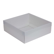 Dárková krabice s průhledným víkem 300x300x100/35 mm, bílá