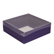 Dárková krabice s průhledným víkem 300x300x100/35 mm, fialová