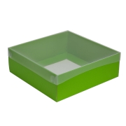 Dárková krabice s průhledným víkem 300x300x100/35 mm, zelená