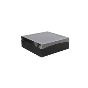 Dárková krabice s průhledným víkem 300x300x100 mm, černá