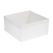 Dárková krabice s průhledným víkem 300x300x150/35 mm, bílá