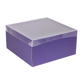Dárková krabice s průhledným víkem 300x300x150/35 mm, fialová