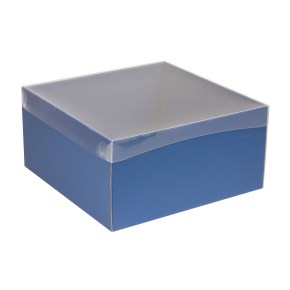 Dárková krabice s průhledným víkem 300x300x150/35 mm, modrá