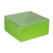 Dárková krabice s průhledným víkem 300x300x150/35 mm, zelená