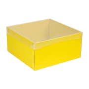 Dárková krabice s průhledným víkem 300x300x150/35 mm, žlutá