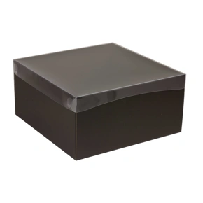 Dárková krabice s průhledným víkem 300x300x150 mm, černá
