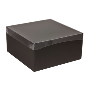 Dárková krabice s průhledným víkem 300x300x150 mm, černá