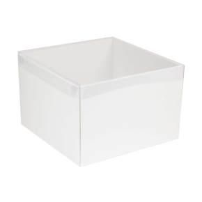 Dárková krabice s průhledným víkem 300x300x200/35 mm, bílá