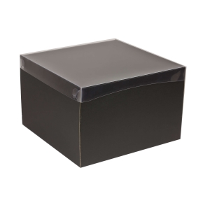 Dárková krabice s průhledným víkem 300x300x200/35 mm, černá