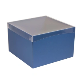 Dárková krabice s průhledným víkem 300x300x200/35 mm, modrá