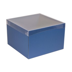 Dárková krabice s průhledným víkem 300x300x200/35 mm, modrá