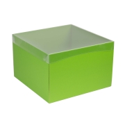 Dárková krabice s průhledným víkem 300x300x200/35 mm, zelená