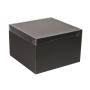 Dárková krabice s průhledným víkem 300x300x200 mm, černá
