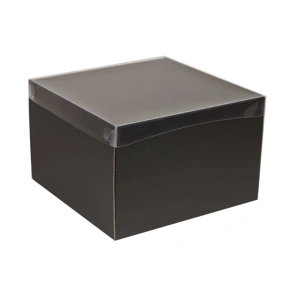 Dárková krabice s průhledným víkem 300x300x200 mm, černá